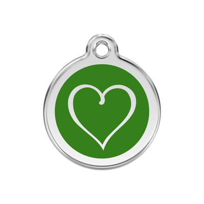Tribal Heart Green roestvrijstalen hondenpenning medium/gemiddeld dia. 3 cm - Reddingo