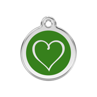 Tribal Heart Green roestvrijstalen hondenpenning medium/gemiddeld dia. 3 cm - Reddingo