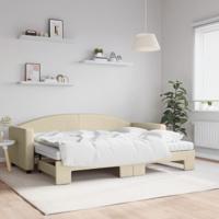 Slaapbank met onderschuifbed en matrassen 80x200 cm stof crème