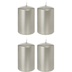 Cilinderkaarsen/stompkaarsen - set 16x - zilver - 5 x 8 cm - 18 branduren