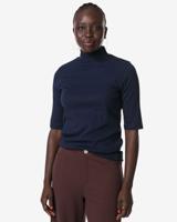 HEMA Dames T-shirt Clara rib donkerblauw (donkerblauw)