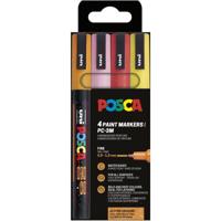 Uni POSCA paintmarker PC-3ML, 1,5 mm, glitter, etui van 4 stuks oranje, roze, rood en geel