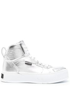 Moschino baskets montantes en cuir - Argent