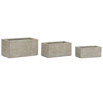 Plantenbak Home ESPRIT Beige Glasvezel Magnesium 74,5 x 37,5 x 37,5 cm
