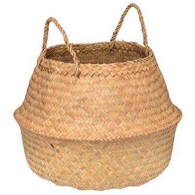 Opbergmand Danilo - rond - riet - naturel - 40 x 41 cm - opvouwbaar - decoratie mand