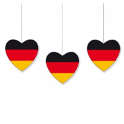 5x Duitsland hangdecoratie harten 14 cm