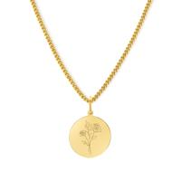 Gegraveerde geboortebloem ketting - Stainless steel - Goud - Juni - roos