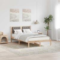 Bedframe met hoofdeinde Taupe 120 x 190 cm Massief grenenhout