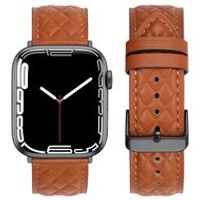 Leren bandje met diamant patroon - Bruin - Geschikt voor Apple Watch 38mm / 40mm / 41mm