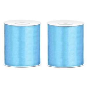 3x Hobby/decoratie blauw satijnen sierlinten 10 cm/100 mm x 25 meter