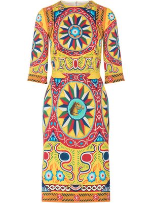 Dolce & Gabbana robe mi-longue à imprimé Carretto - Jaune