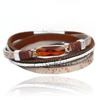 Bruine Ibiza stijl dames armband met grote steen - thumbnail