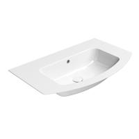 Gebogen Keramiek Wastafel Geslepen Onderkant Sapho Pura 82x49 cm Wit ExtraGlaze