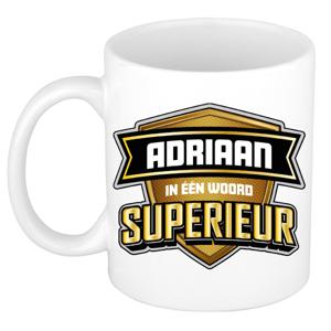 Naam mok Adriaan - wit - Superieur - keramiek - 300 ml - cadeau collega beker