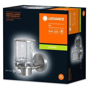 LEDVANCE ENDURA® CLASSIC POST L 4058075206540 Buitenlamp met bewegingsmelder (wand) LED E27 Zilver