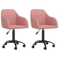 Vidaxl Eetkamerstoelen Draaibaar 2 St Fluweel Roze - thumbnail