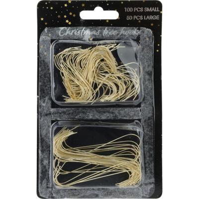Christmas Decoration Kerstbalhaakjes - 150x - goud - 3,5 en 6 cm - kerstboomhaakjes