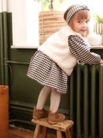 3-delige set baby ruitjesjurk + gilet + haarband zwart, geruit