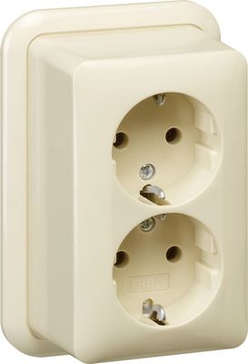 Gira wandcontactdoos 2-voudig met randaarde opbouw creme