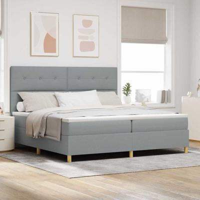 Boxspringbed met matras en LED stof lichtgrijs 200x200 cm