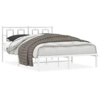 Bedframe met hoofdbord metaal wit 135x190 cm