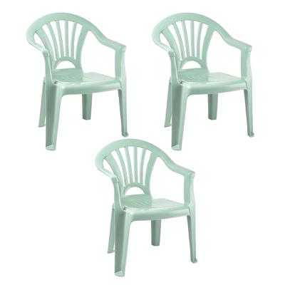 Kinderstoel van kunststof - 3x - mintgroen - 35 x 28 x 50 cm - tuin/camping/slaapkamer