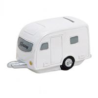 Spaarpot - caravan vakantie - polystone - 15 x 8 x 9 cm