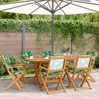 7-delige Tuinset bladpatroon stof en massief hout