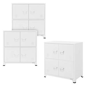 ML-Design set van 3 archiefkasten 75x40x80,5 cm wit, staal, kantoorkast vrijstaand 4 poten, metalen locker 4 deuren, 2