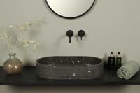 Terrazzo Waschbecken, dunkel terrazzo, oval 60*39 cm TRZ-503dt