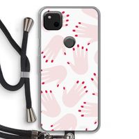 Hands pink: Pixel 4a Transparant Hoesje met koord