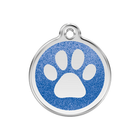 Paw Print Navy glitter hondenpenning medium/gemiddeld dia. 3 cm - RedDingo