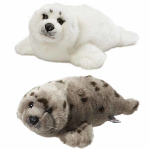 2x stuks Zeehonden knuffels van 40 cm wit en grijs