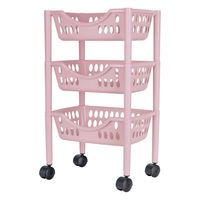 Keukentrolley - 3-laags - roze - kunststof - 39 x 26,5 x 66,5 cm