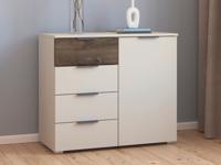 Commode SAJORIS 1 deur 4 lades kasjmier/atlantische eik