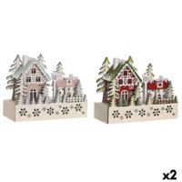 Kerstversiering DKD Home Decor Rood Roze 21 x 9,5 x 19 cm (2 Stuks)