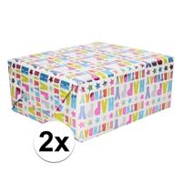 Cadeaupapier - 2x - rol - Happy Birthday - 150 x 70 cm - inpakpapier