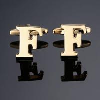 1 paar gouden letters A-Z naam Manchetknopen mannen Frans shirt Manchetknopen (F)