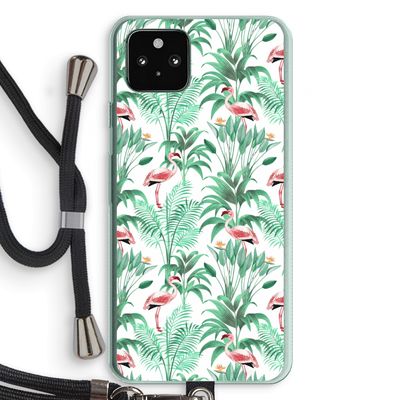 Flamingo bladeren: Pixel 5a 5G Transparant Hoesje met koord