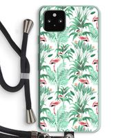 Flamingo bladeren: Pixel 5a 5G Transparant Hoesje met koord