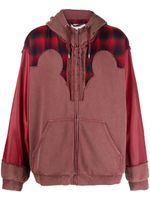 Maison Margiela x Pendleton hoodie zippé à empiècements - Rouge - thumbnail