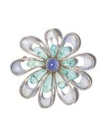 David Morris broche Flower en or blanc 18ct ornée de diamants - Argent