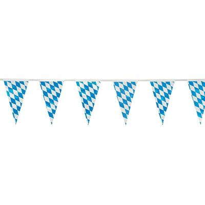Beieren Oktoberfest vlaggenlijn - blauw/wit - 10 meter - kunststof - vlaggetjes versieringen