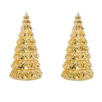 2x stuks led kaarsen kerstboom kaars goud D10 x H23 cm - LED kaarsen - thumbnail