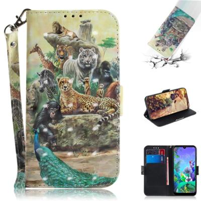 3D-schilderij dierentuin patroon gekleurde tekening horizontale Flip lederen case voor LG q60 met houder & kaartsleuven & portemonnee