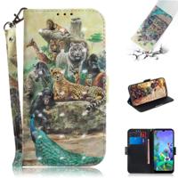 3D-schilderij dierentuin patroon gekleurde tekening horizontale Flip lederen case voor LG q60 met houder & kaartsleuven & portemonnee