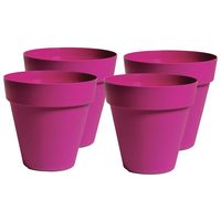 Plantenpot/bloempot - 4x - kunststof - fuchsia roze - binnen en buiten - D26 x H22 cm