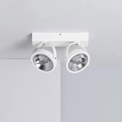 Witte verstelbare CREE-COB 30W AR111 LED plafondlamp met 2 spotlights (warm wit, dimbaar)