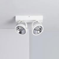 Witte verstelbare CREE-COB 30W AR111 LED plafondlamp met 2 spotlights (warm wit, dimbaar)