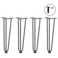 Haarspeld tafelpoten 4 st 42 cm massief staal naturel - thumbnail